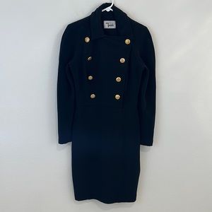 Vintage Tadashi Shoji Military Style Button Front Dress